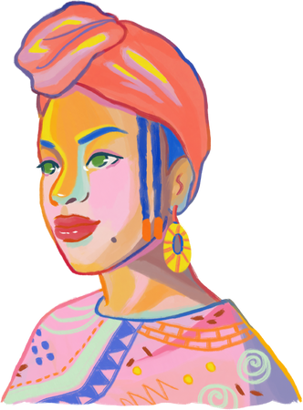 Painterly Kwanzaa Woman with Head Wrap
