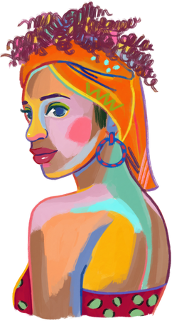 Painterly Kwanzaa Woman with an Orange Head Wrap